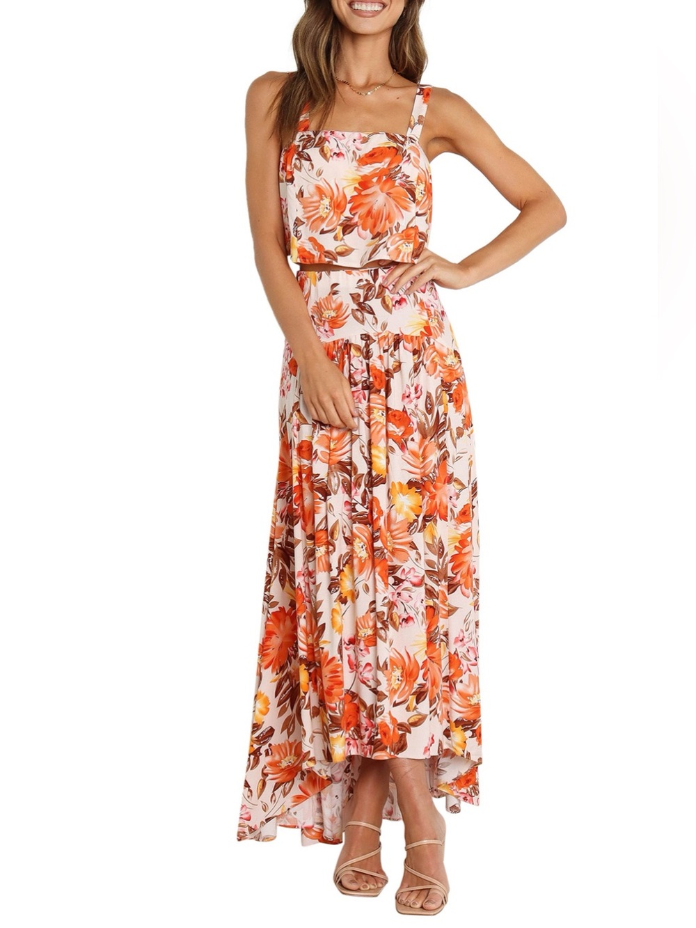 Petal and Pup Lulu Floral Print Two-Piece High-Low Maxi Dress Size 4